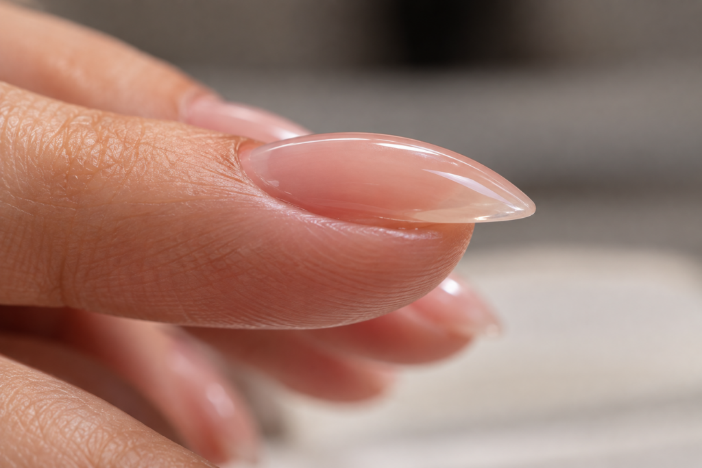 Side-angle view of a nail showing the raised apex structure