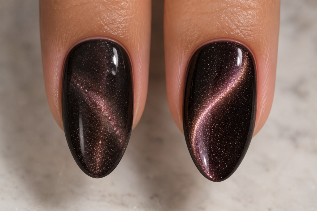 Comparison of a faint cat eye effect versus a clean, well-defined result