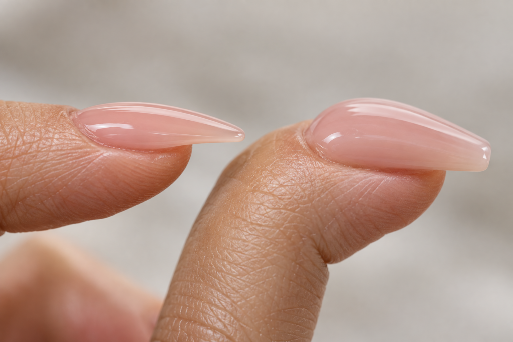 Comparison of a lightweight Gel-X extension versus a bulkier acrylic extension