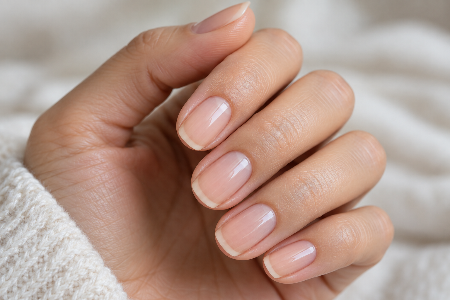 Hand with strong, healthy natural nails