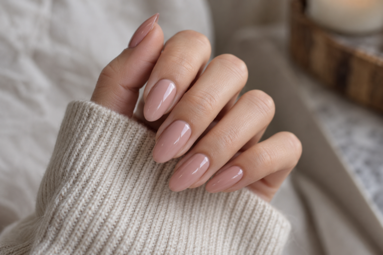 Hand with a freshly applied set of stylish press-on nails