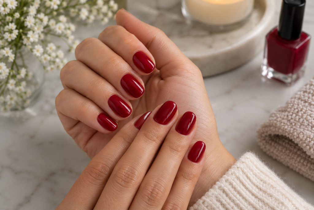 Finished manicure with smooth, even polish application