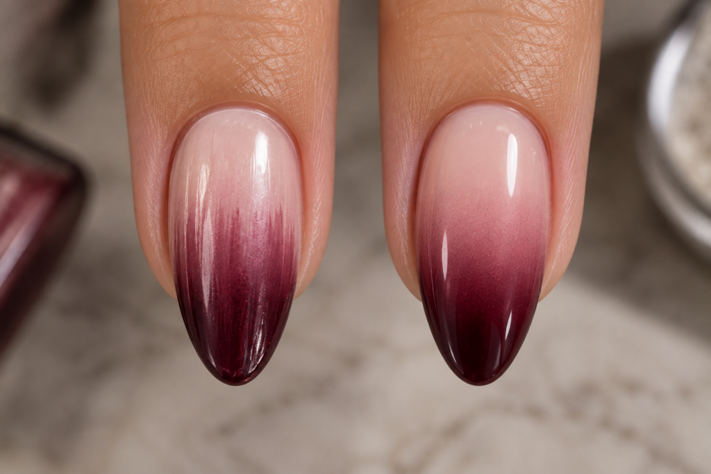 Comparison of a streaky ombre blend versus a smooth, even gradient
