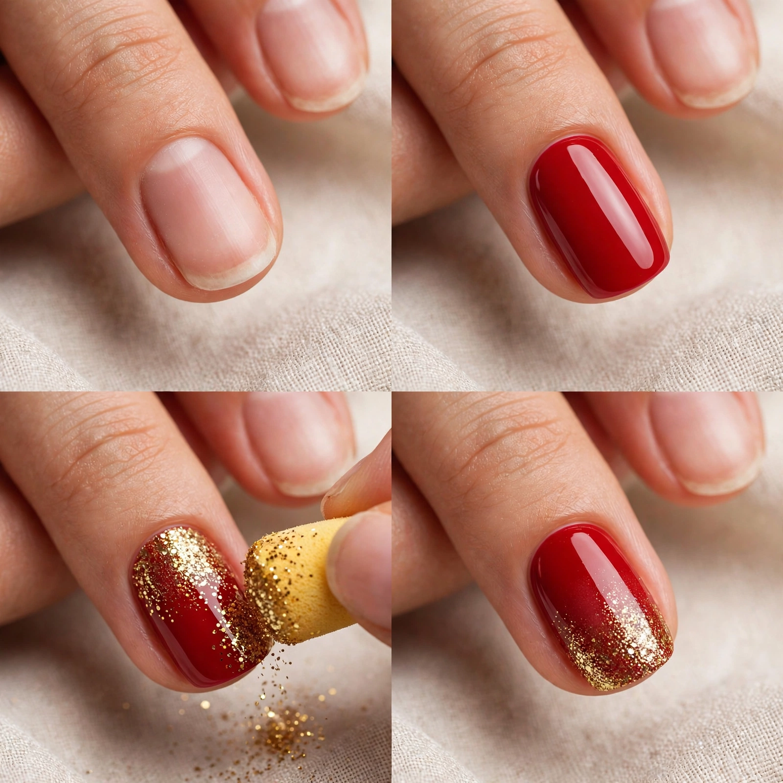How to create a holiday glitter fade nail design step by step
