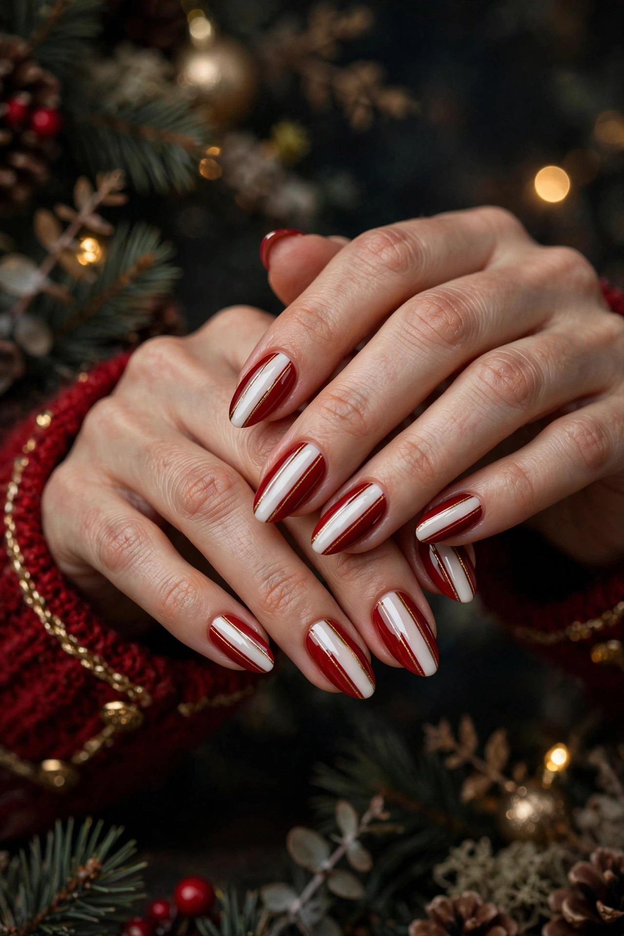 Christmas nail design: Nutcracker Stripes