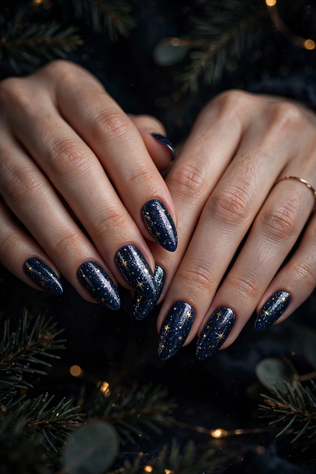 Christmas nail design: Starry Night Sky