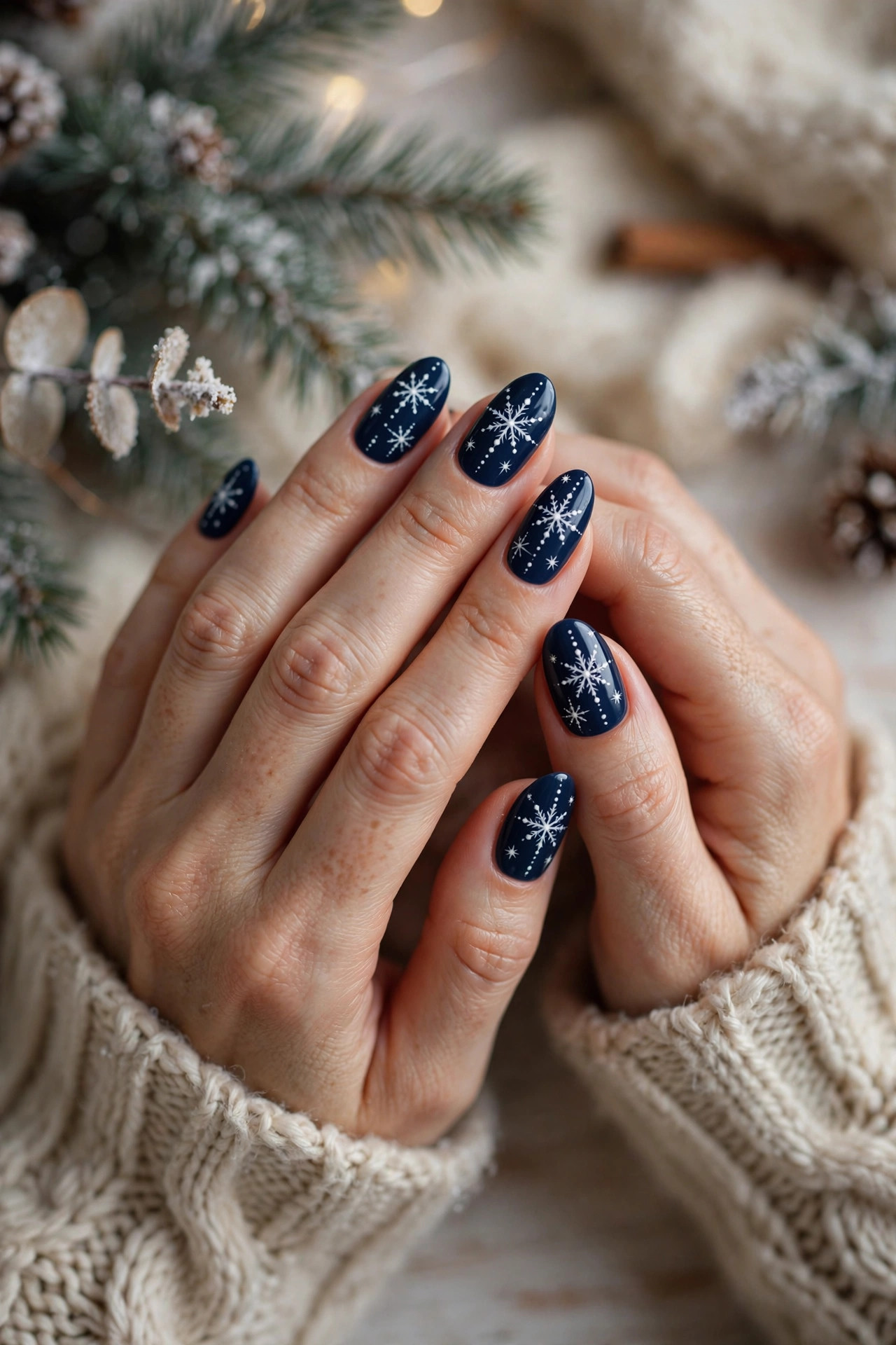 Christmas nail design: Snowflake Dots