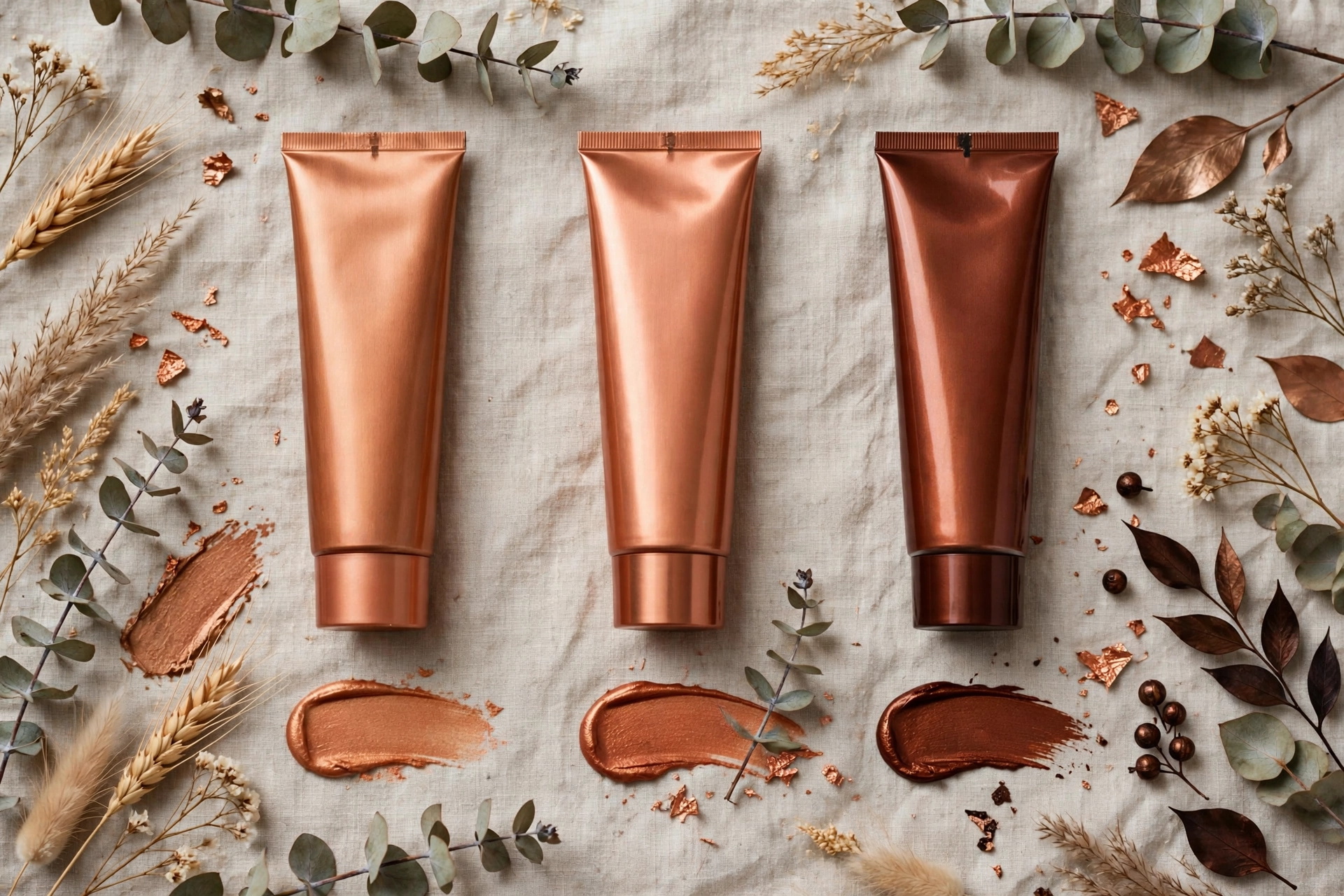 Professional copper hair dye tubes in ginger, classic and auburn shades