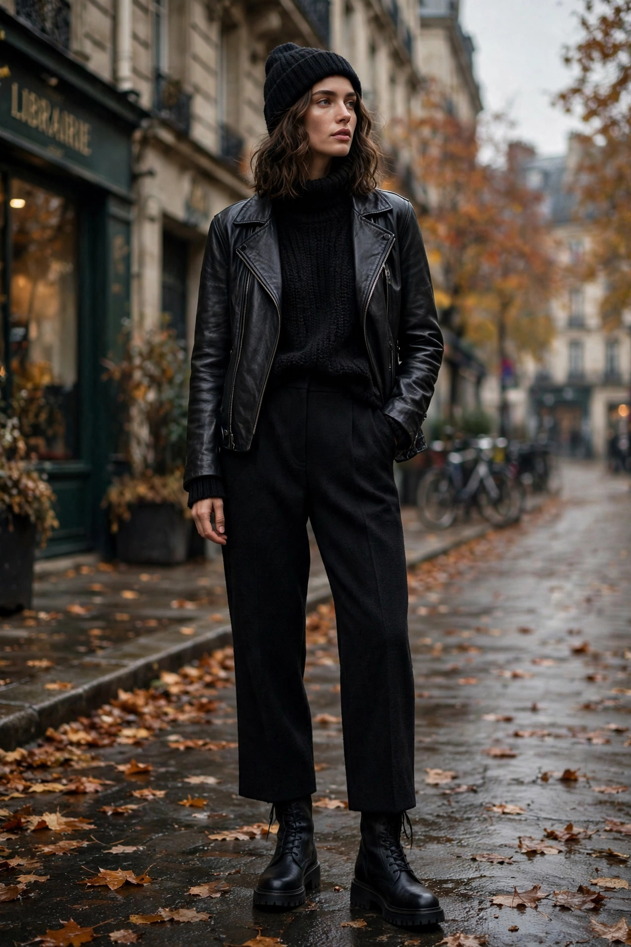 Fall outfit: All-Black With Texture Variation