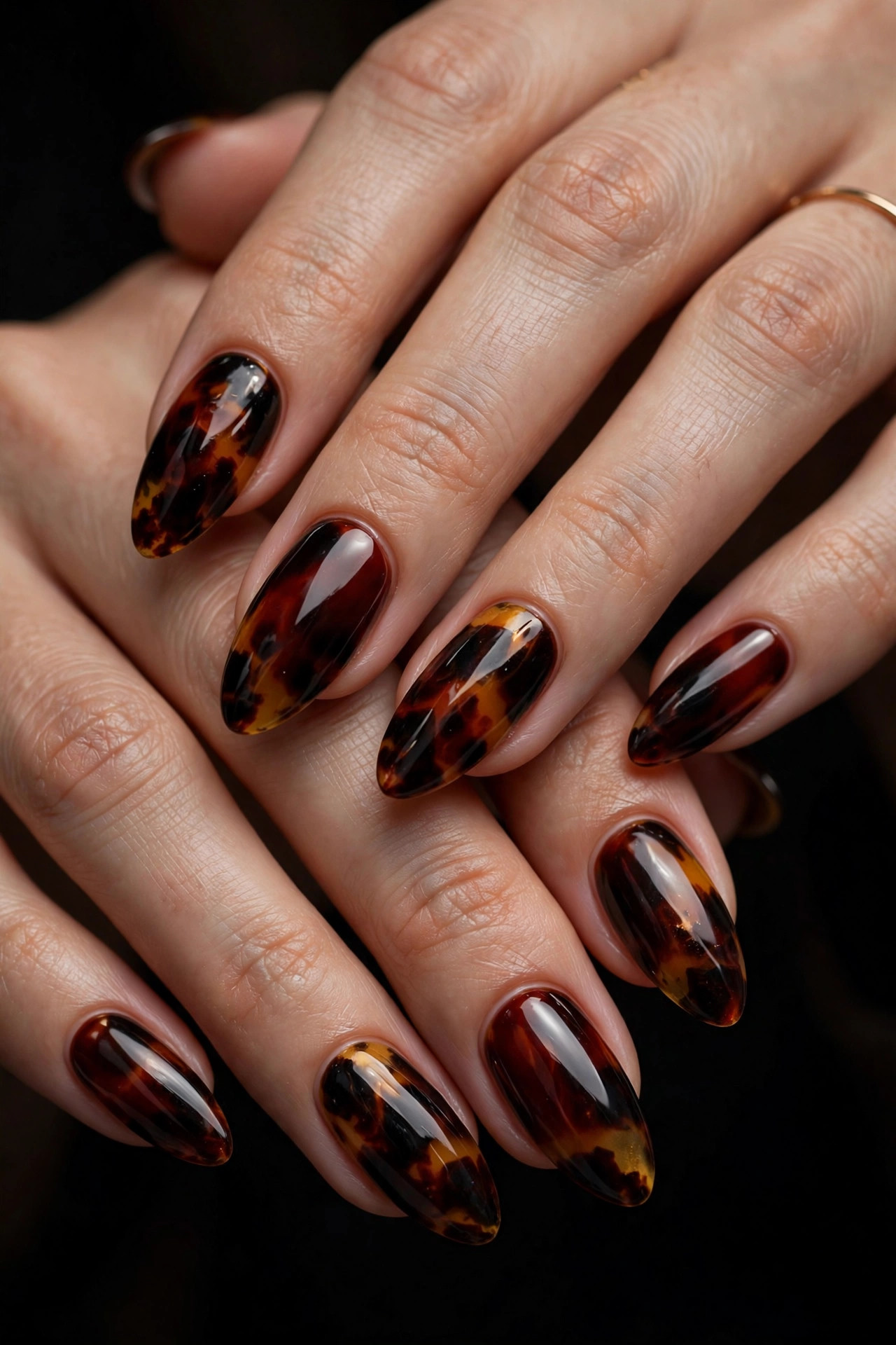 Goth nail design: Oxblood Tortoise Shell