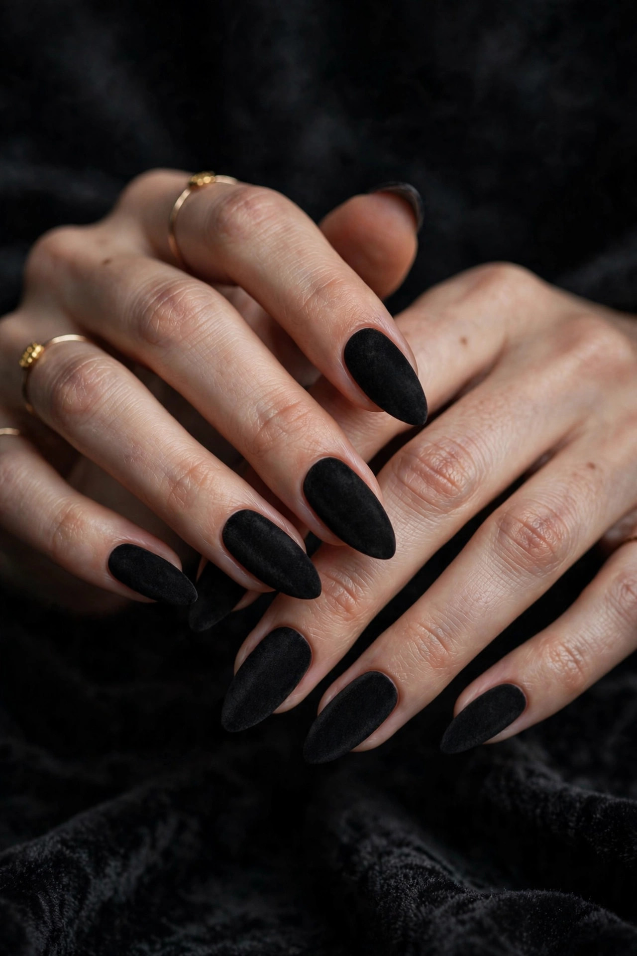 Goth nail design: Matte Black Velvet
