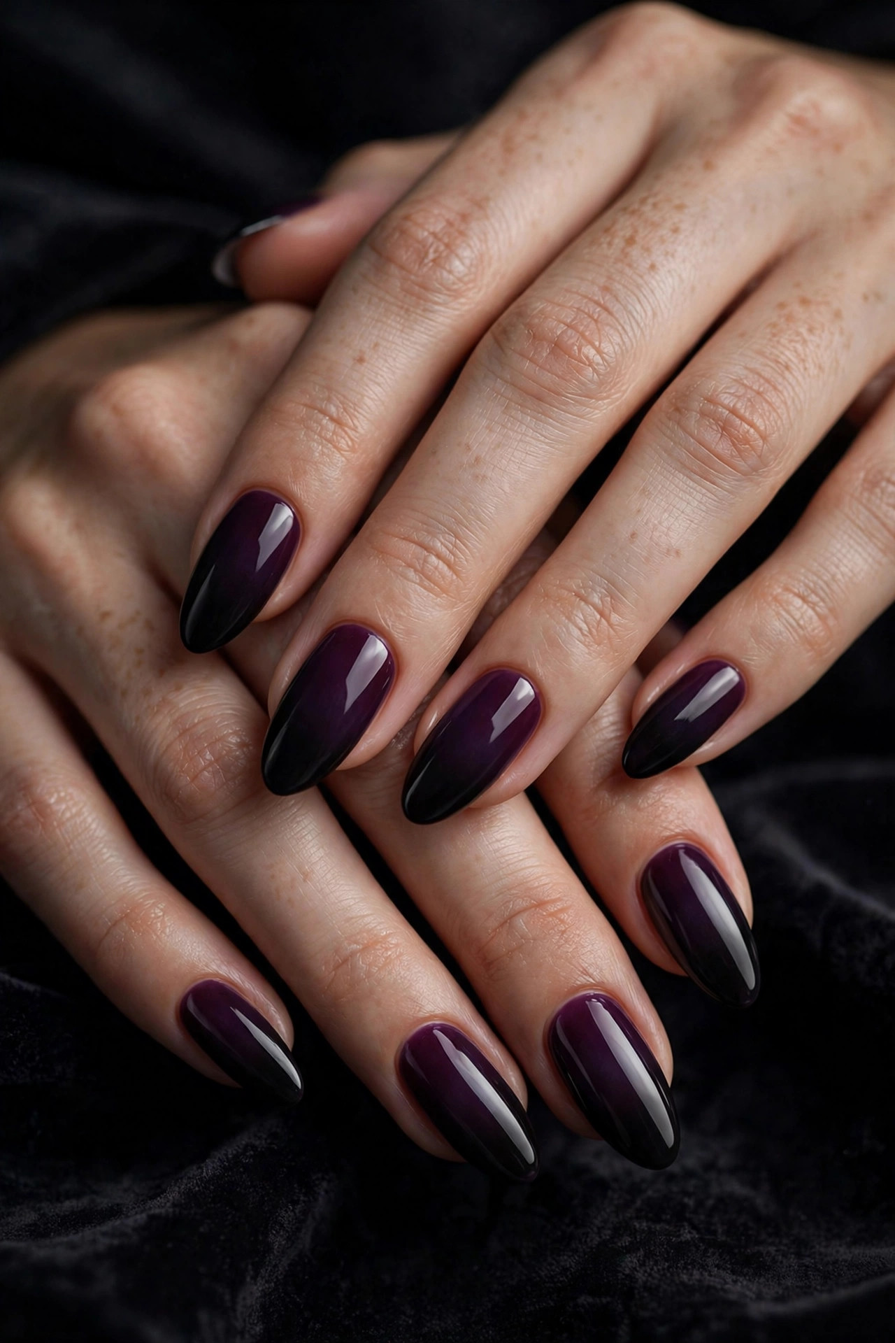 Goth nail design: Midnight Plum Gradient