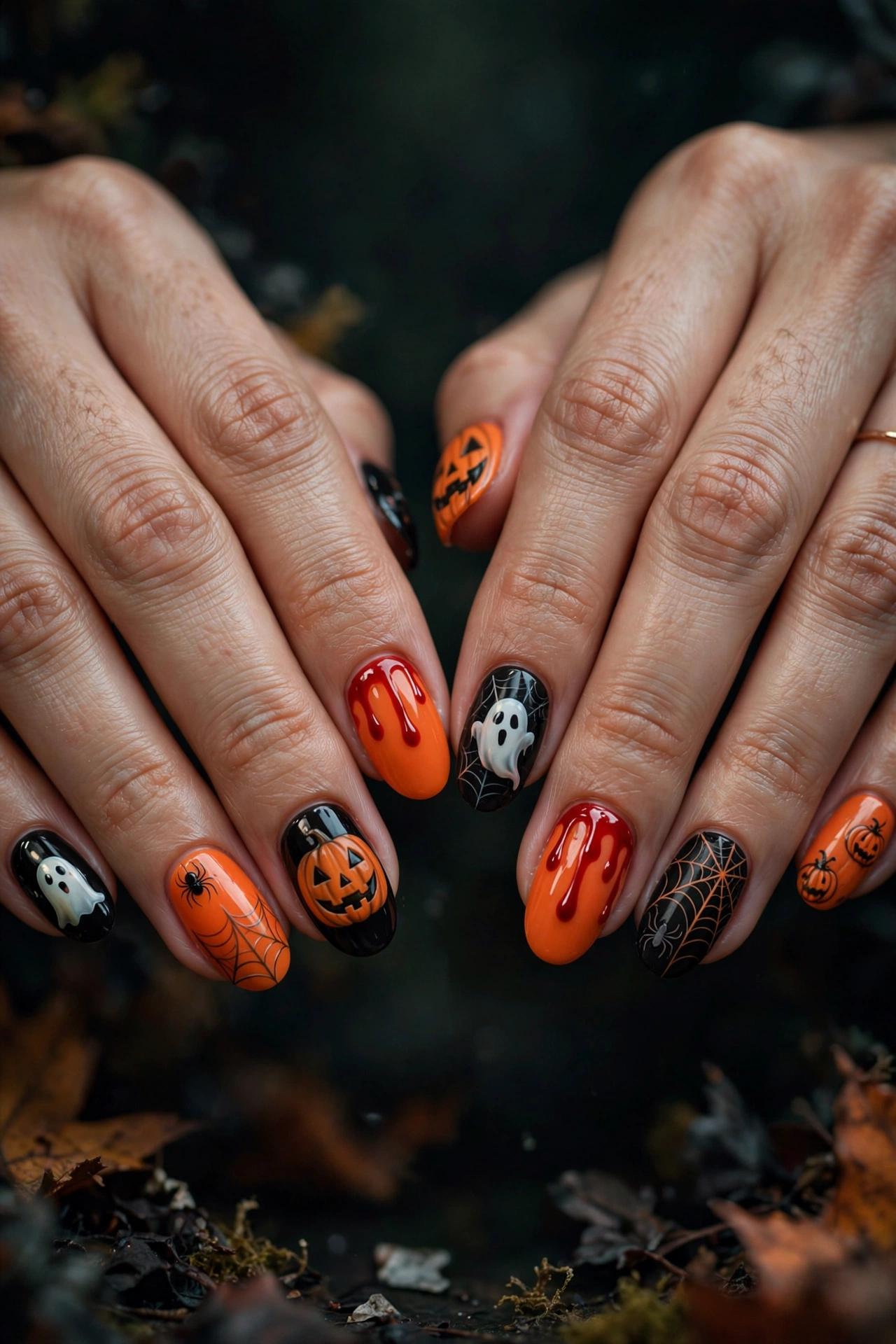 Featured image showing 20 DIY spooky-cute Halloween nail art designs