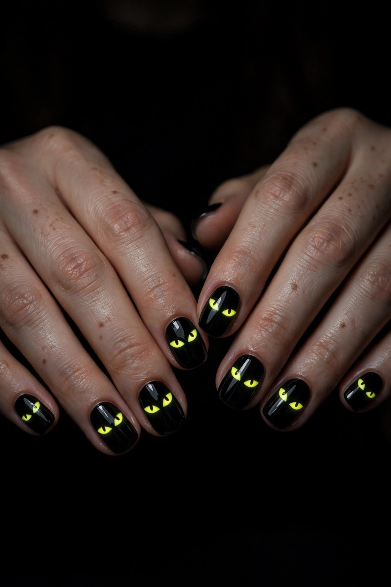 Halloween nail design: Spooky Glow Eyes