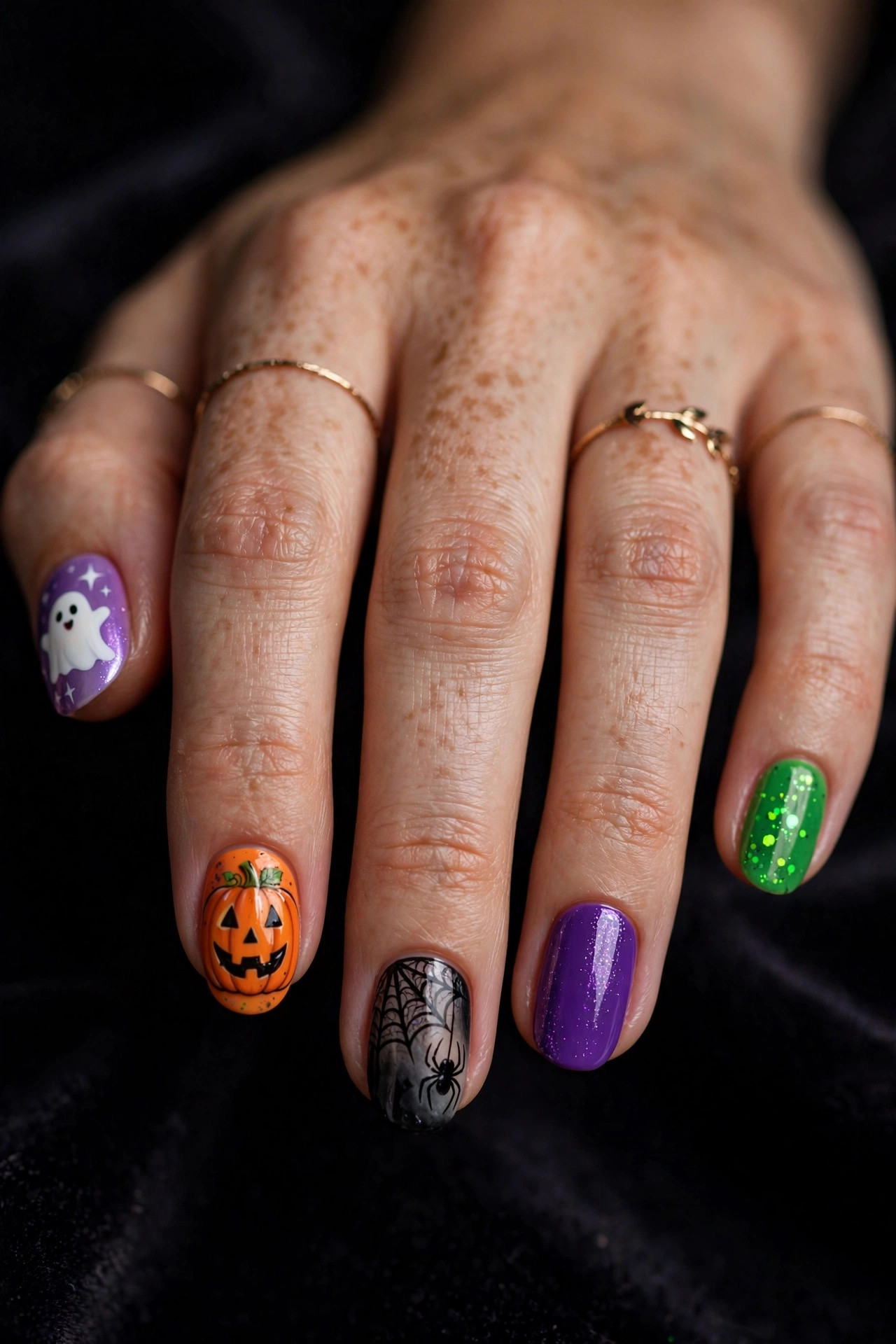 Halloween nail design: Mismatched Halloween Mix