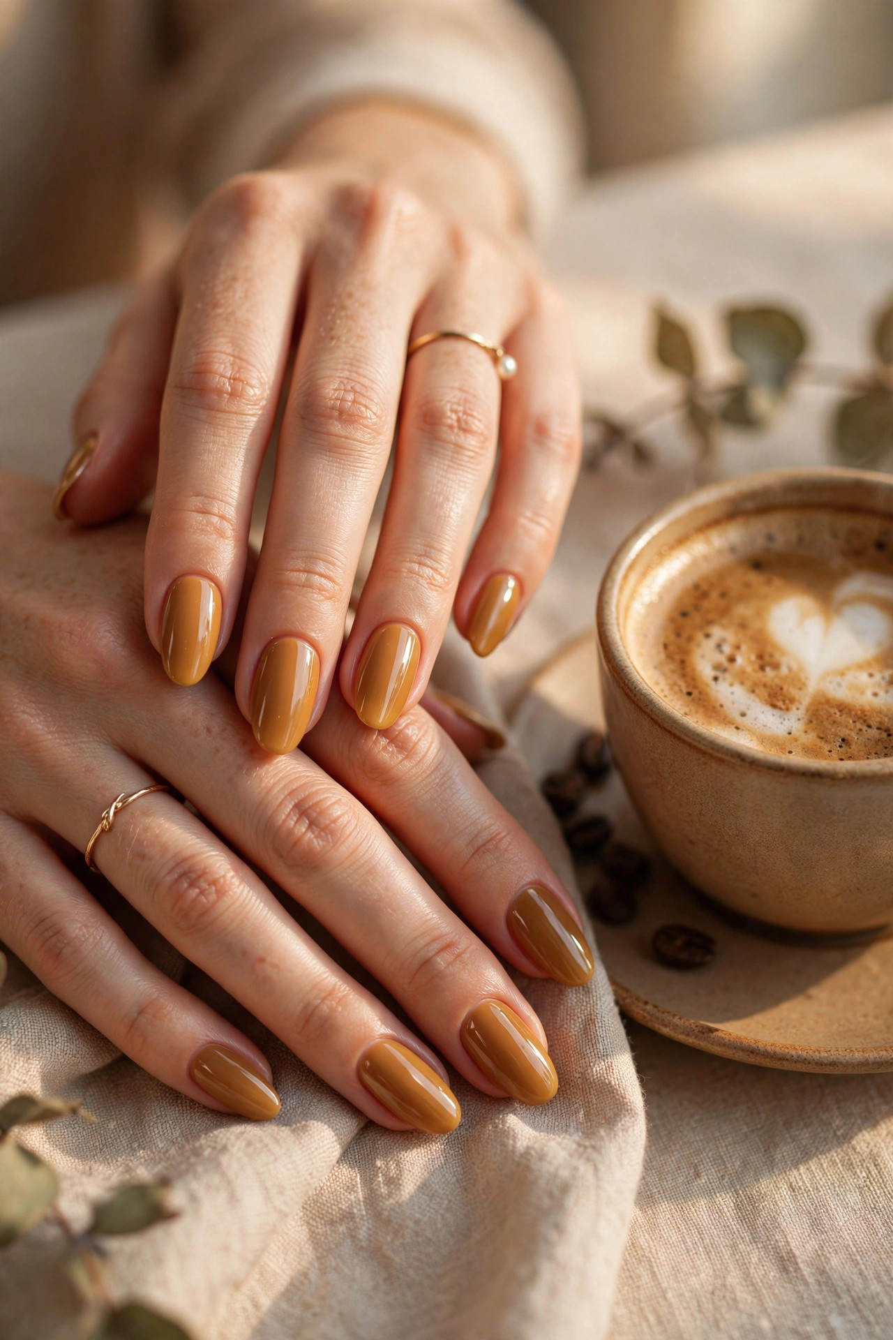 Latte nail design: Classic Caramel Gloss