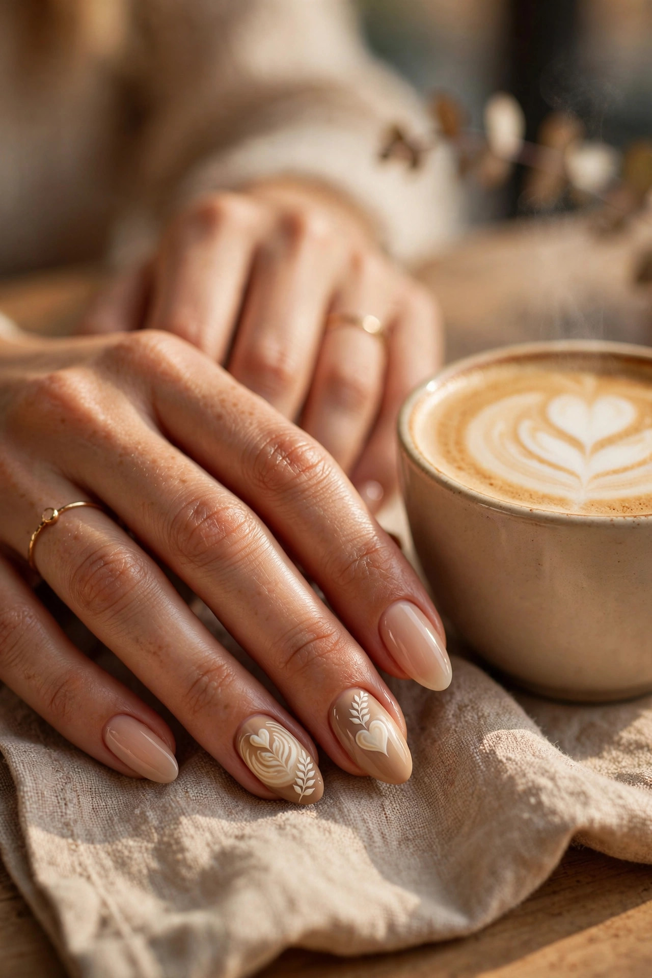Latte nail design: Latte Art Accents