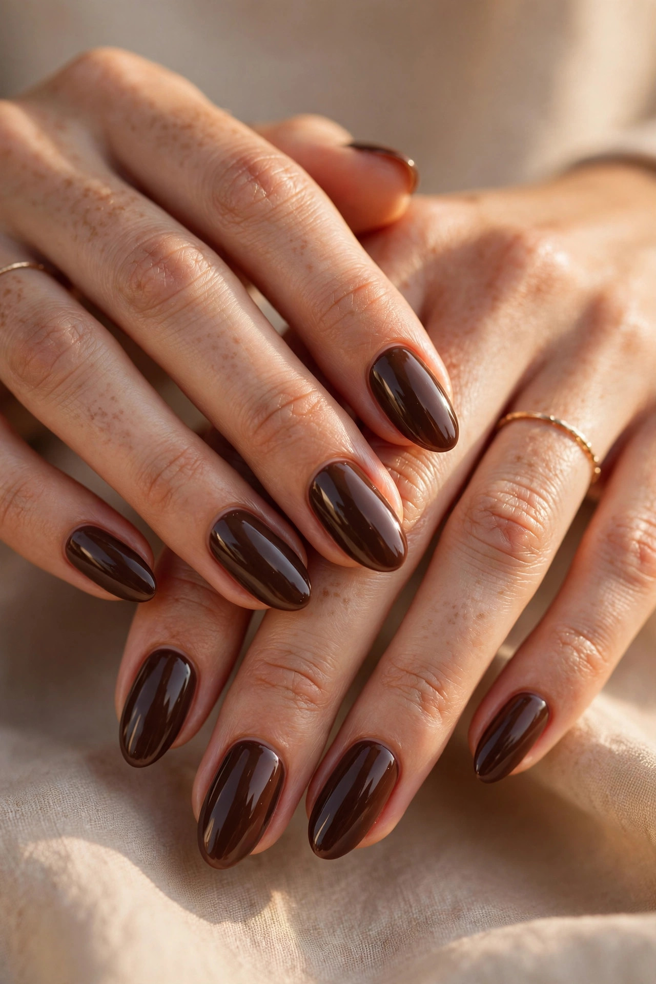Latte nail design: Chocolate Glaze