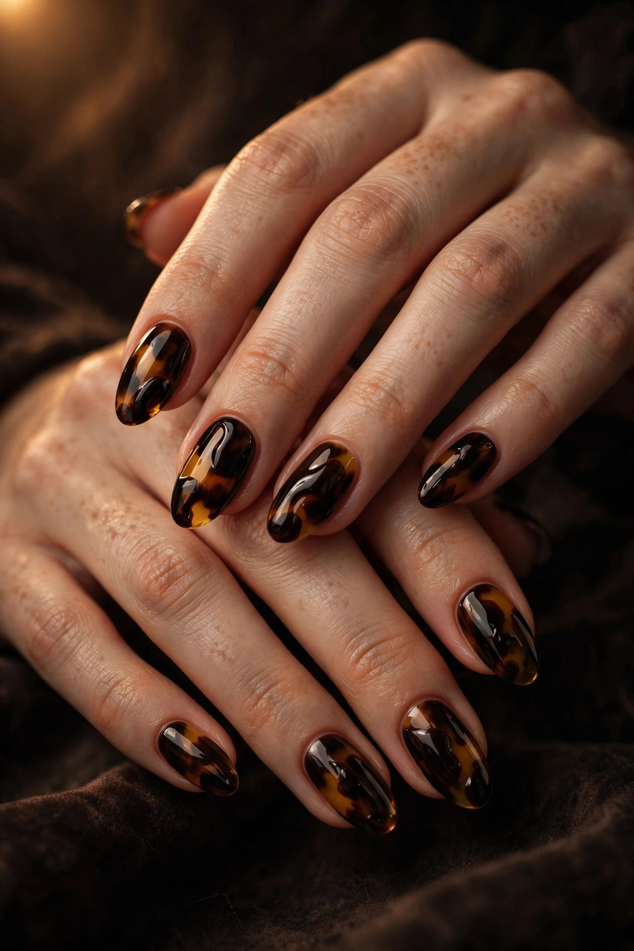 Latte nail design: Chocolate Tortoise