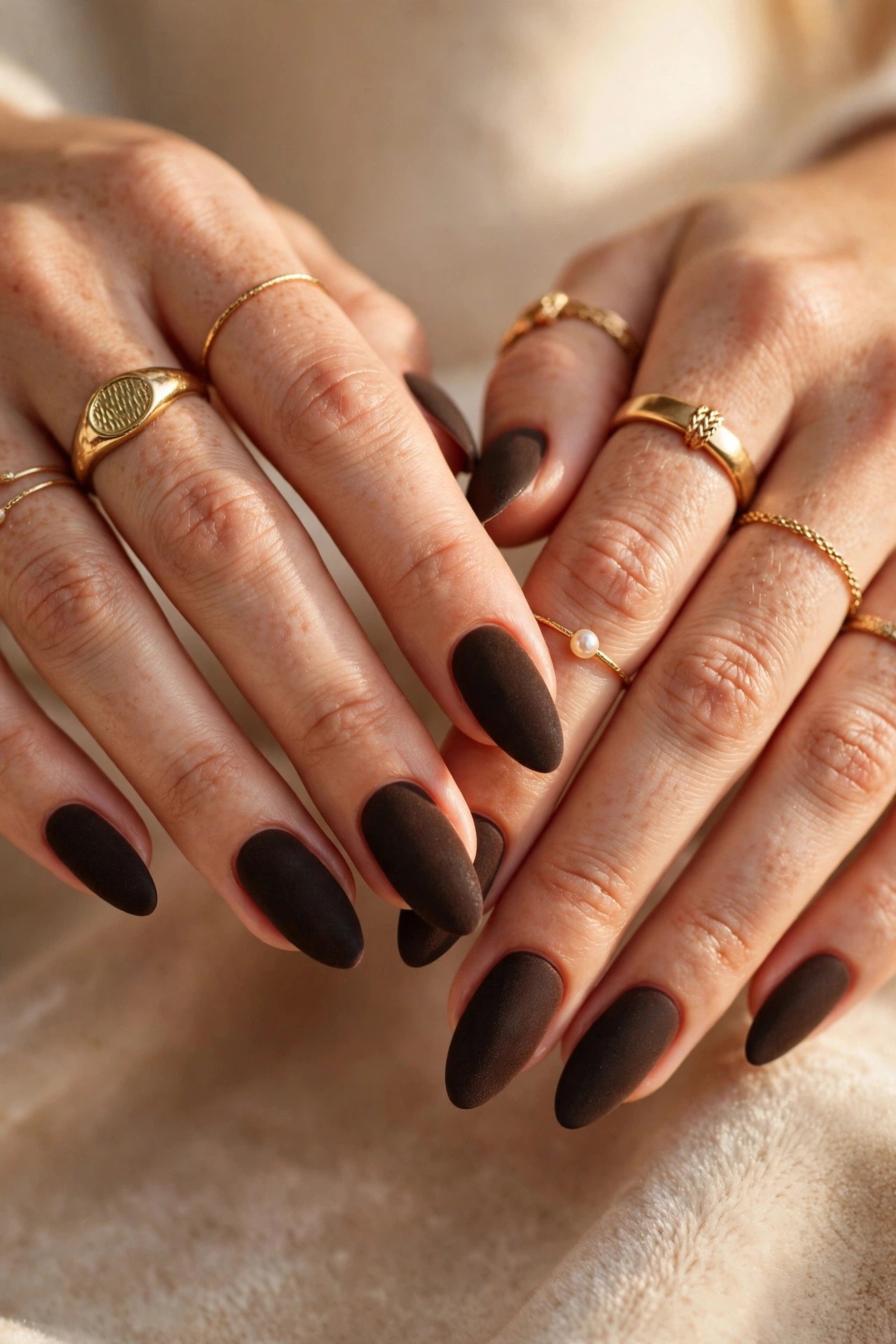 Latte nail design: Velvet Espresso