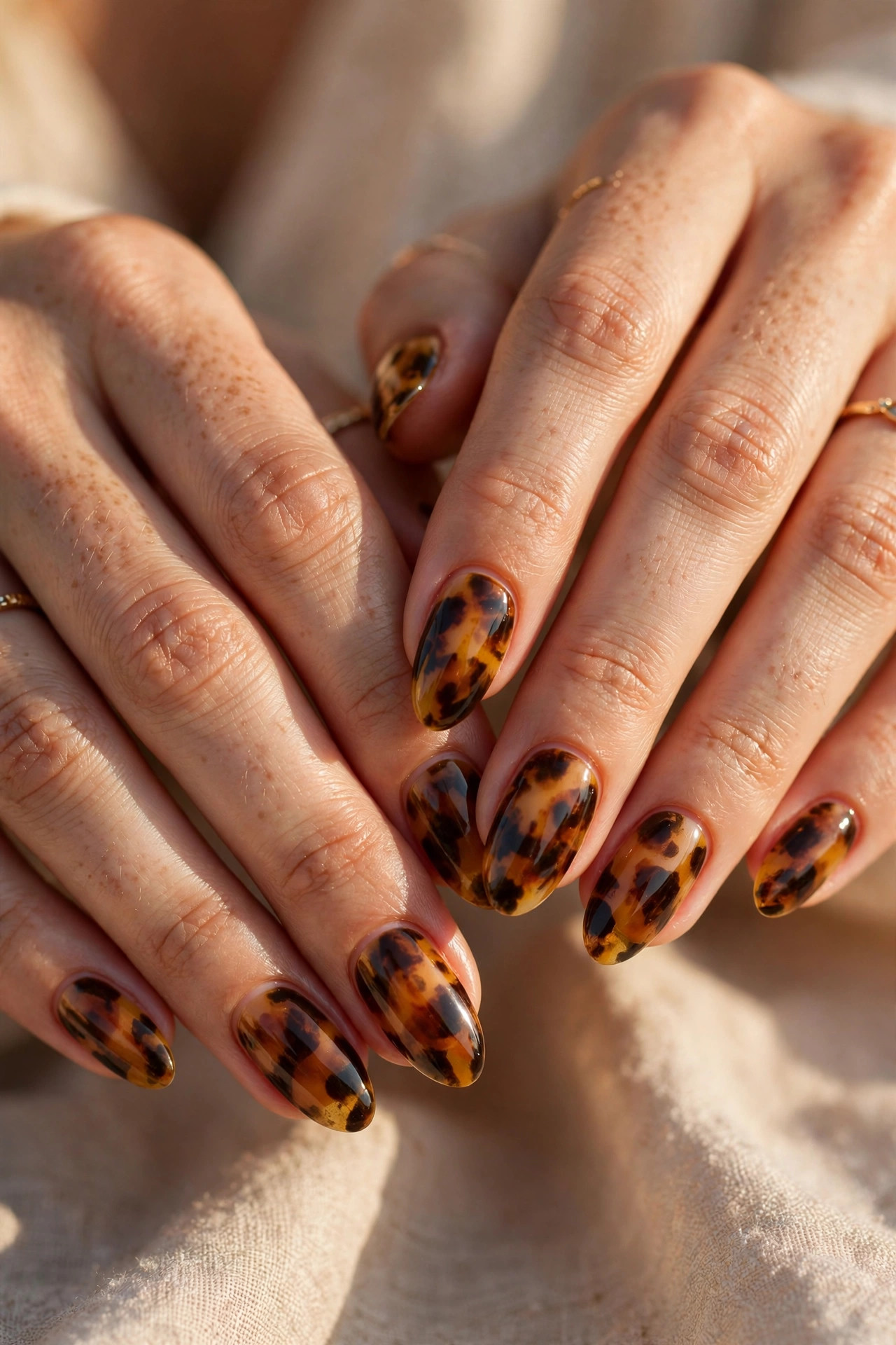 Latte nail design: Tortoise Caramel