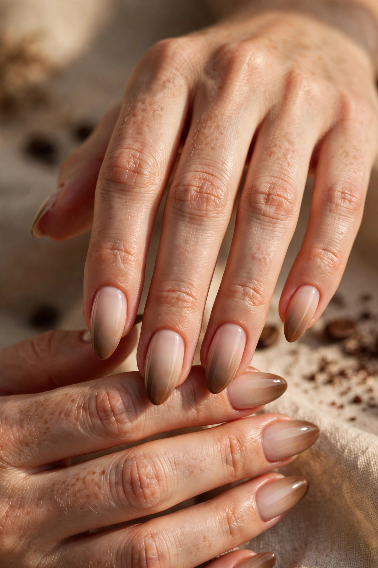 Latte nail design: Coffee Milk Gradient