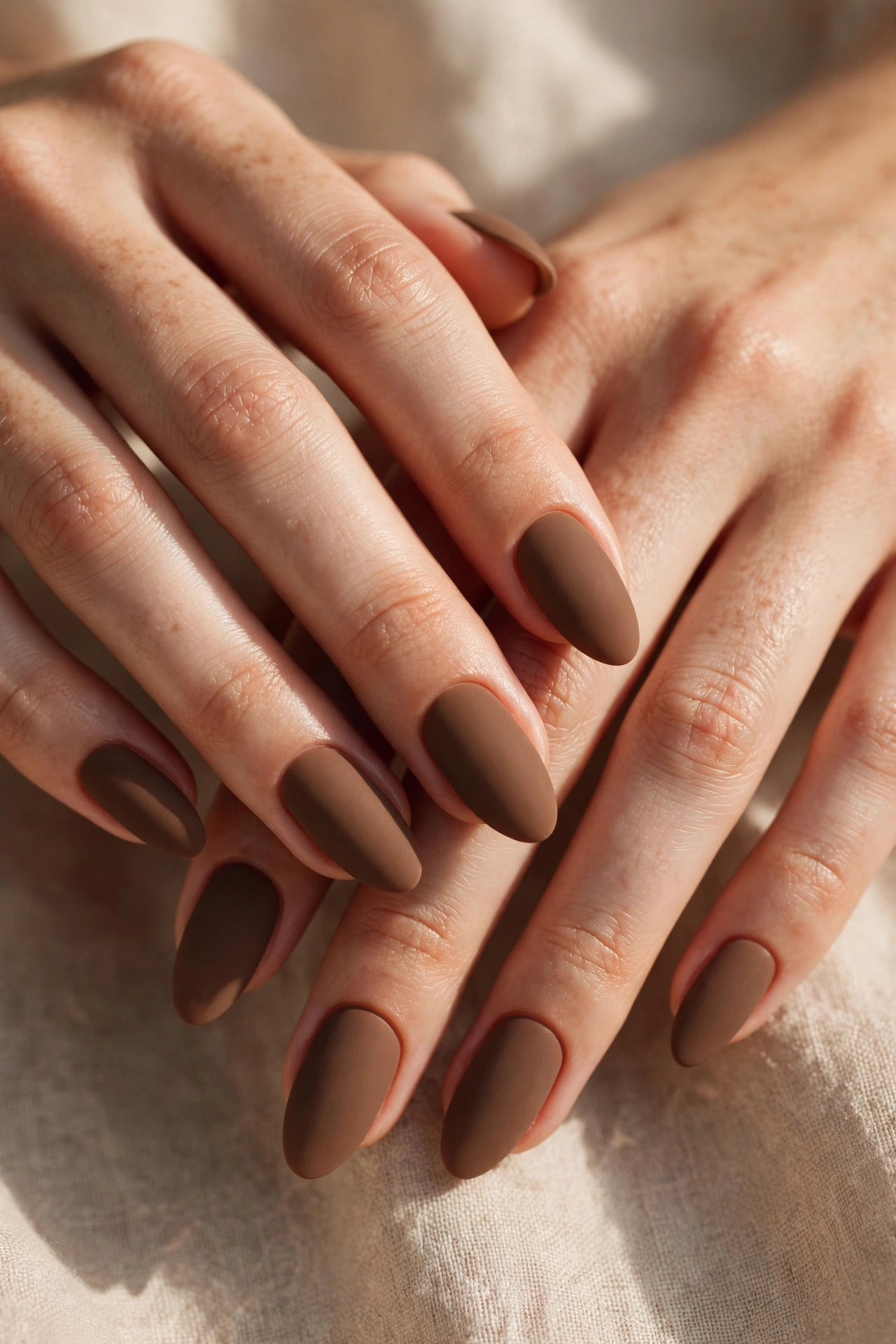 Latte nail design: Matte Coffee
