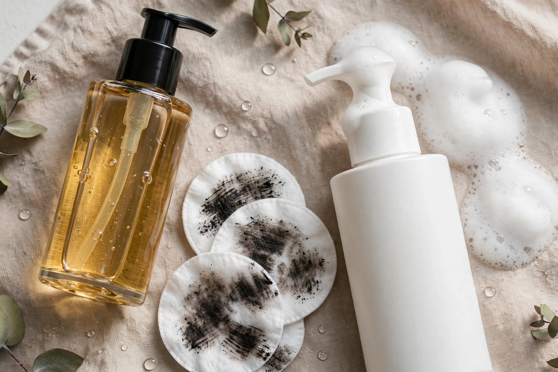 Removing dark vamp makeup with double cleansing method