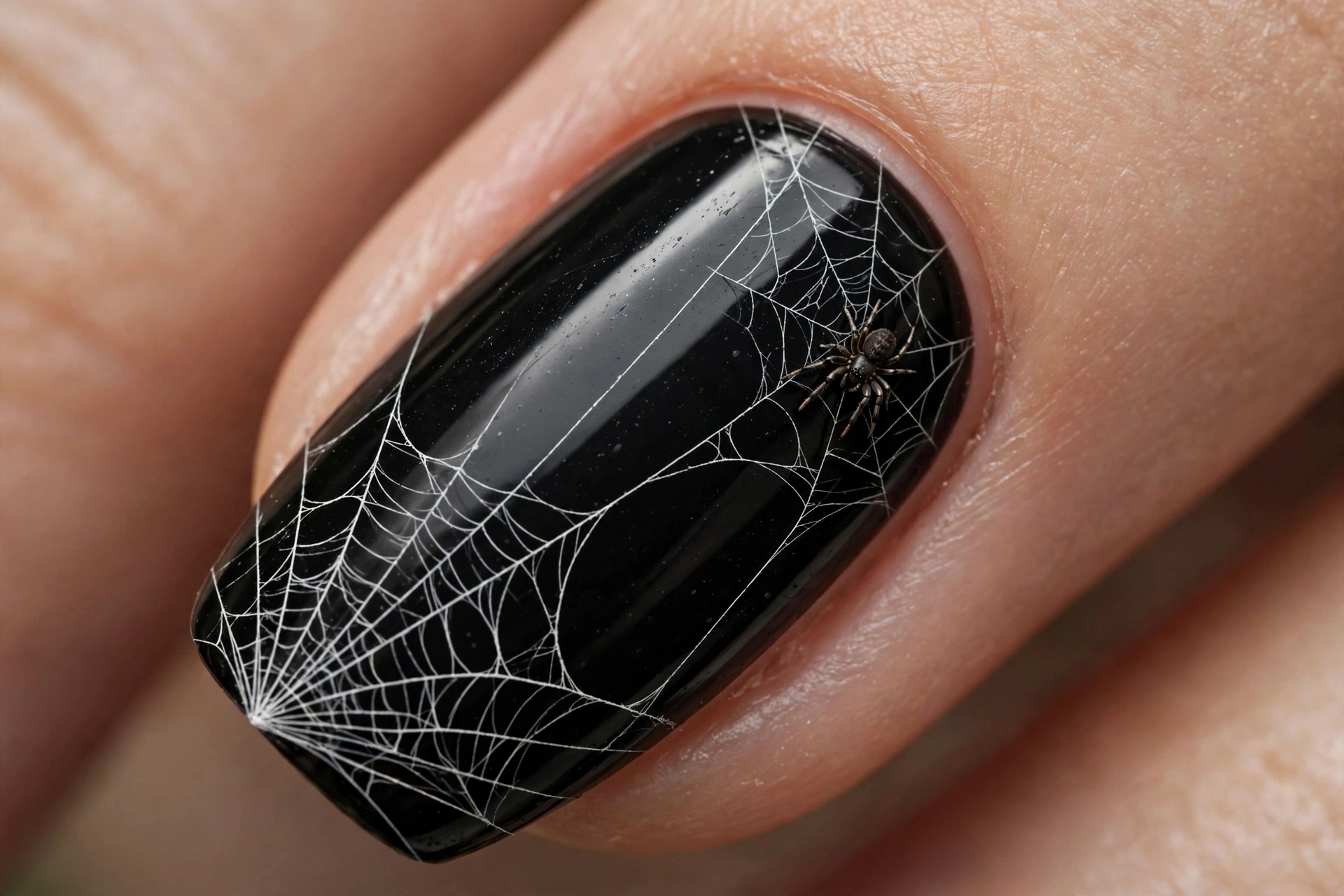 Spider web Halloween nail art design