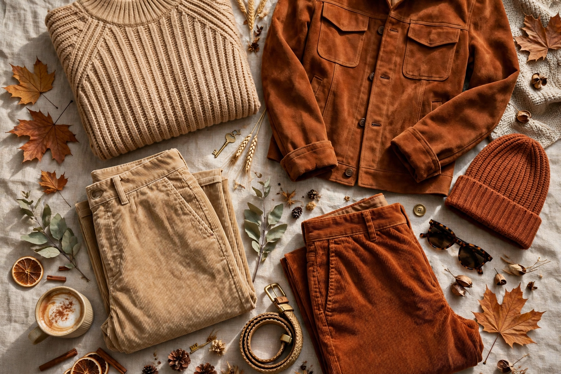 Texture mixing fall outfit formula with knit suede and corduroy