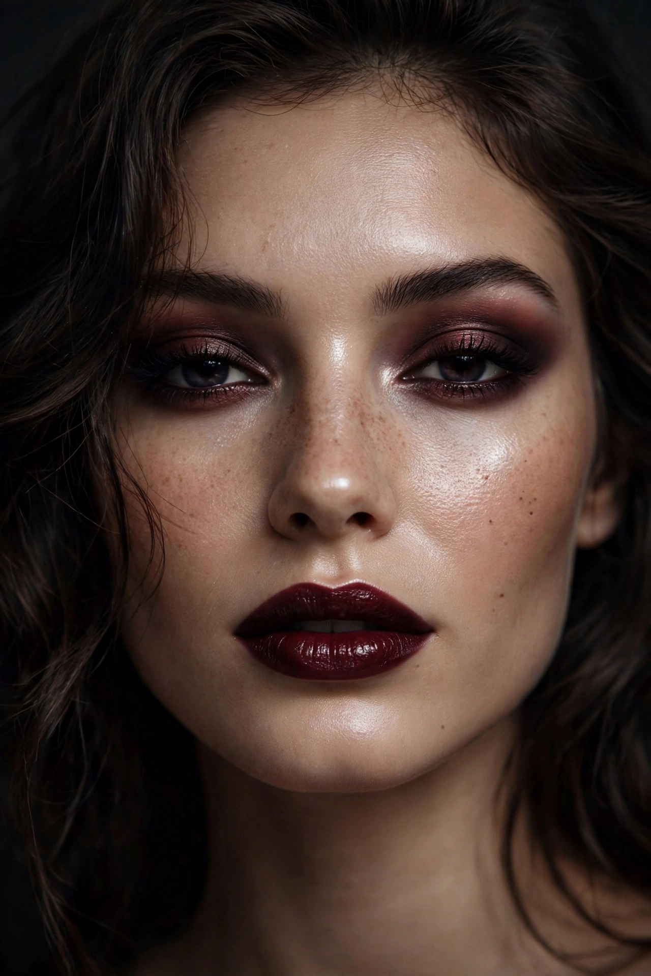 Featured image of vamp romantic makeup with dark cherry lips and moody eyes