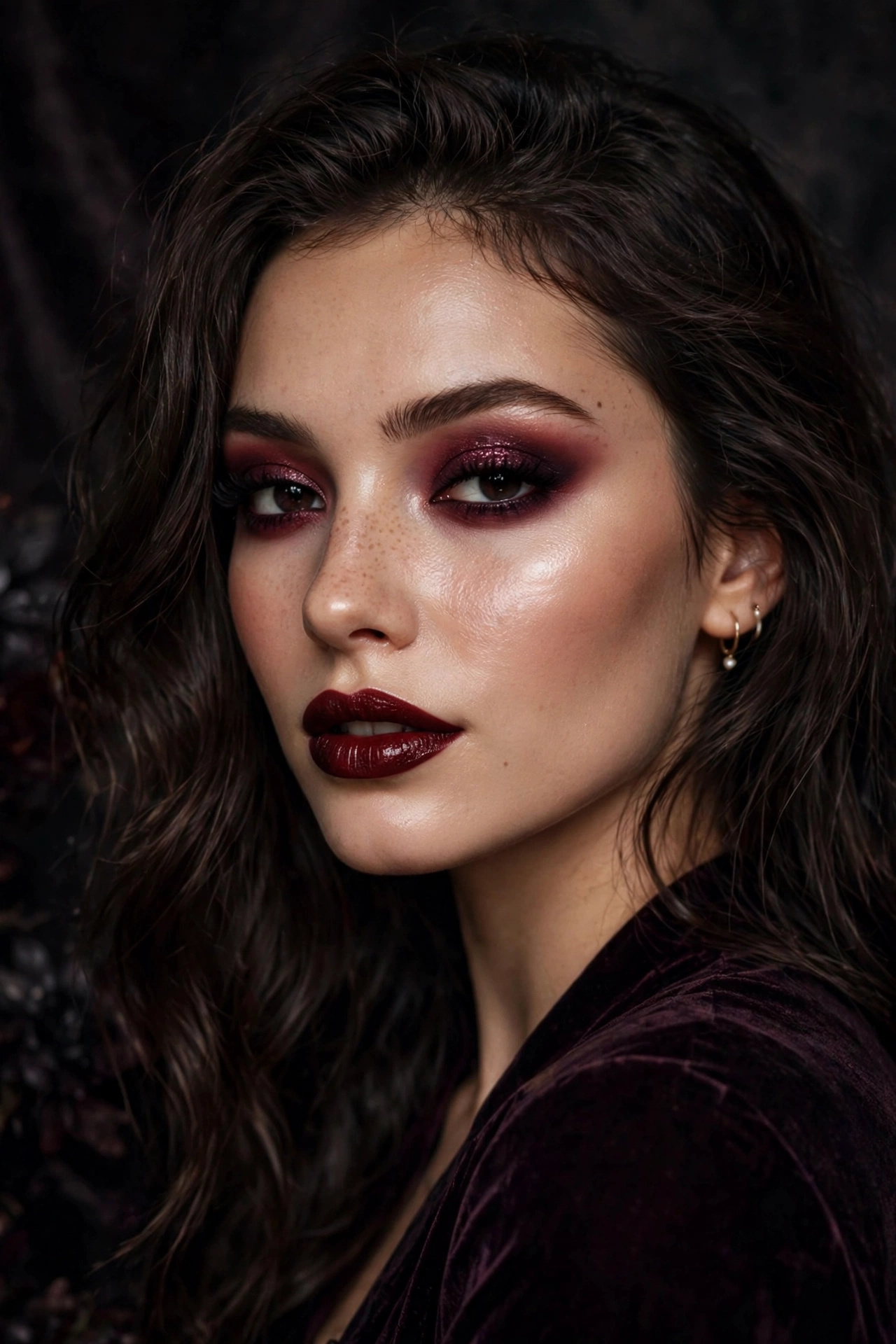 Finished vamp romantic makeup full face look