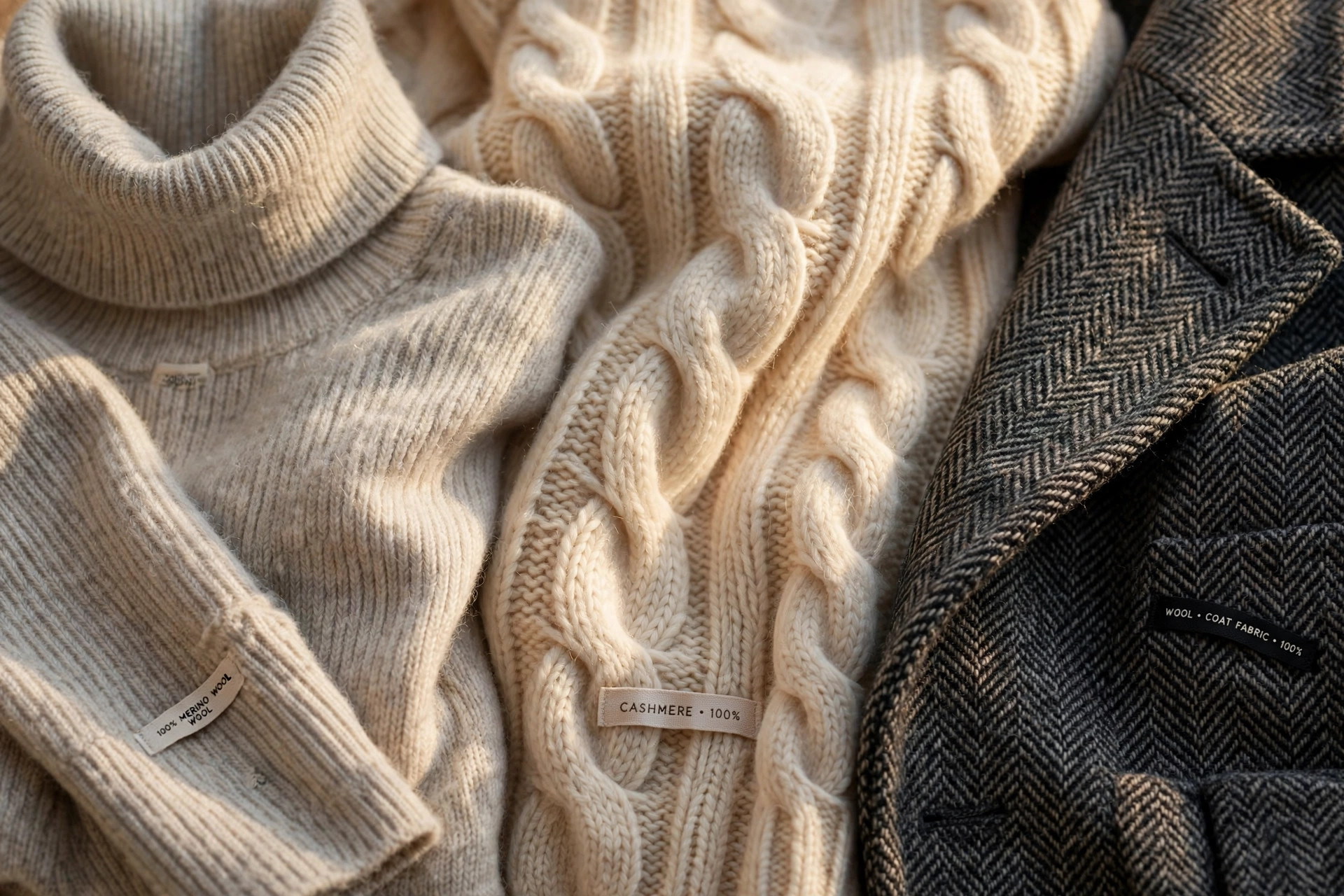 Cozy polished winter fabrics — merino wool and cashmere