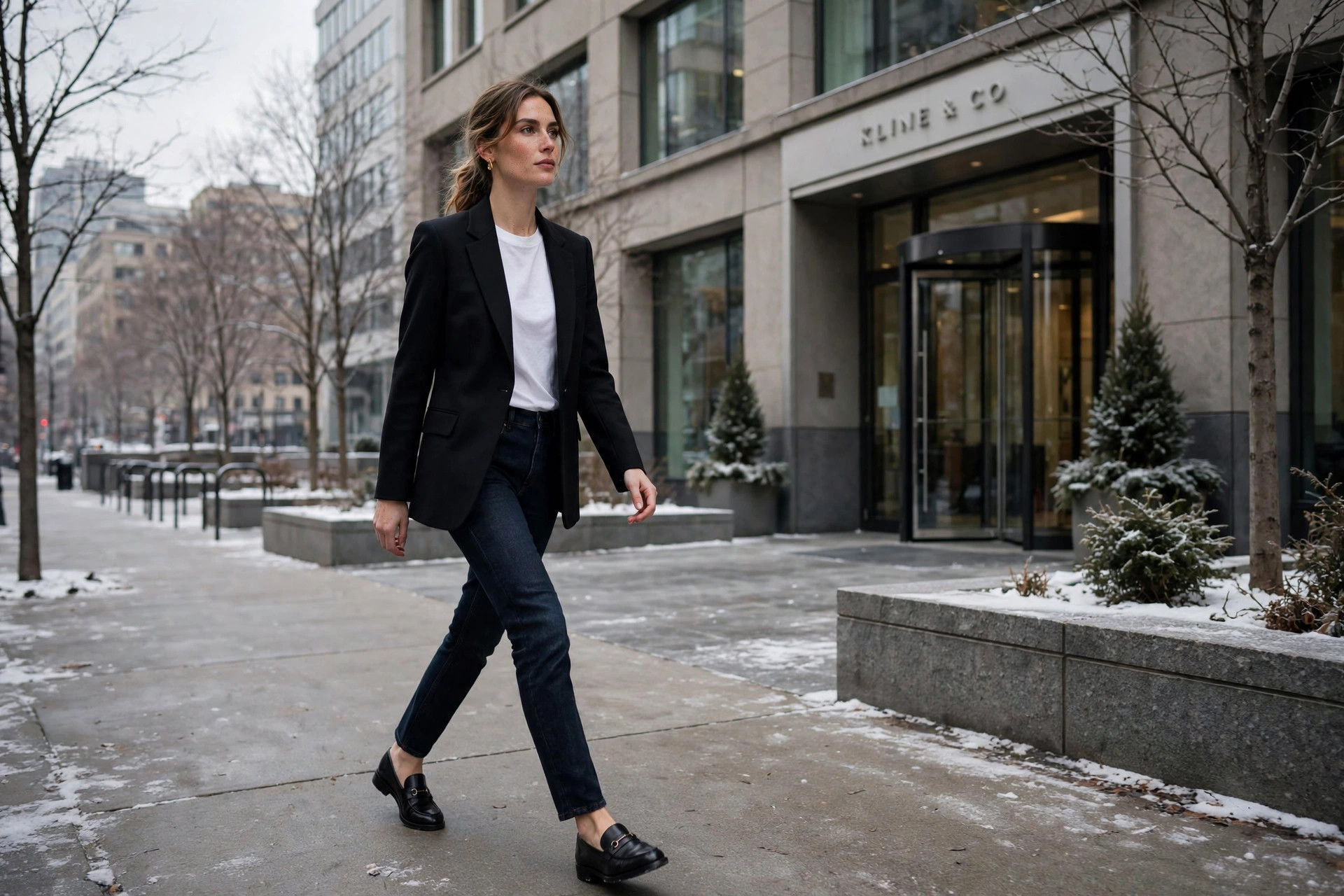 Smart casual winter capsule work outfit
